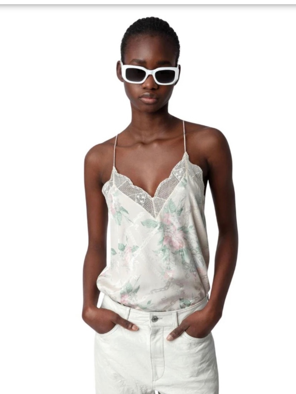 Zadig & Voltaire Christy Floral Jacquard Faded Chains Silk Camisole-  Size S